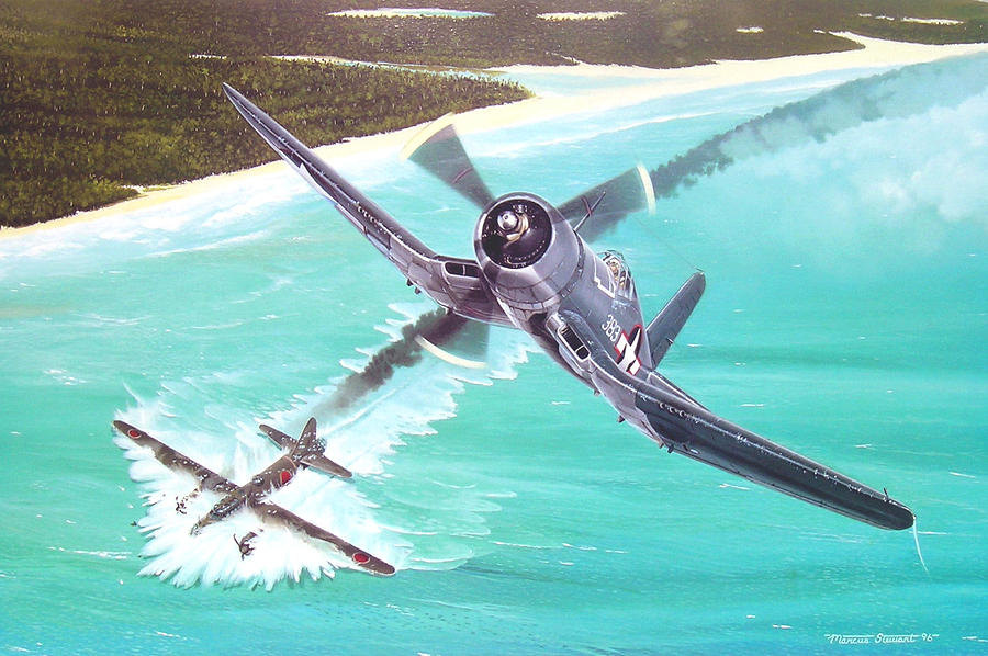 Airplane Painting - Duel Over New Georgia by Marc Stewart