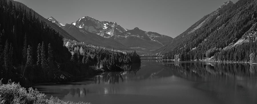 Duffey Lake And Mount Rohr British Columbia Canada Black White Photograph
