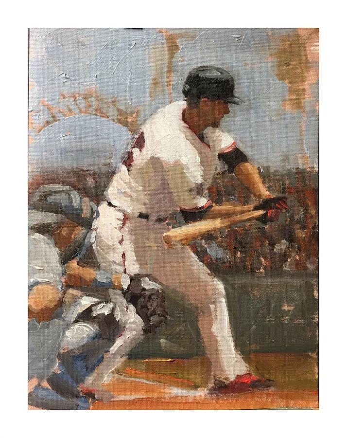 San Francisco Giants Painting - Duffy at Bat by Darren Kerr San Francisco Giants Painting - Duffy at Bat by Darren Kerr