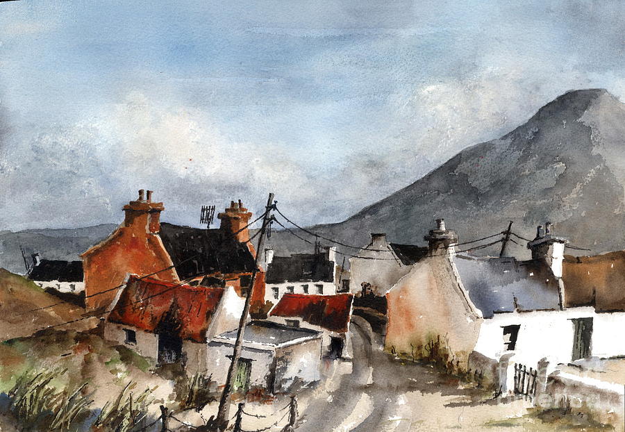  F 701  Dugort Clachan Achill Mayo Painting by Val Byrne