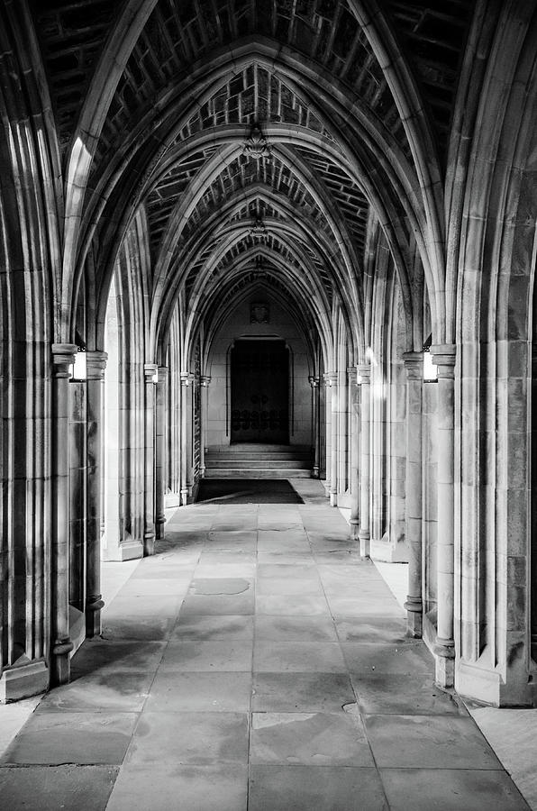 Duke Chapel Archways in Black and White Photograph by Anthony Doudt