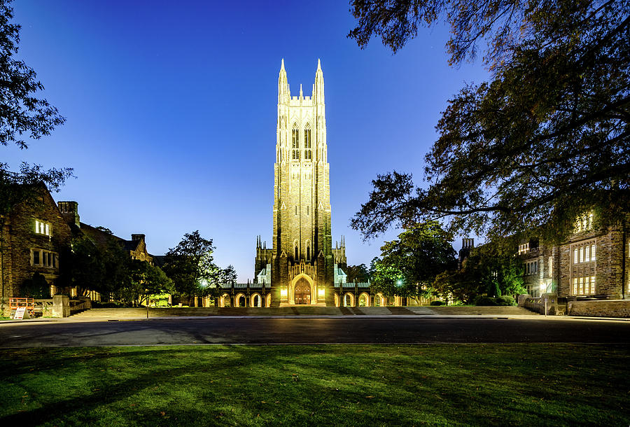 Duke Chapel Lit Up at the Blue Hour Photograph by Anthony Doudt