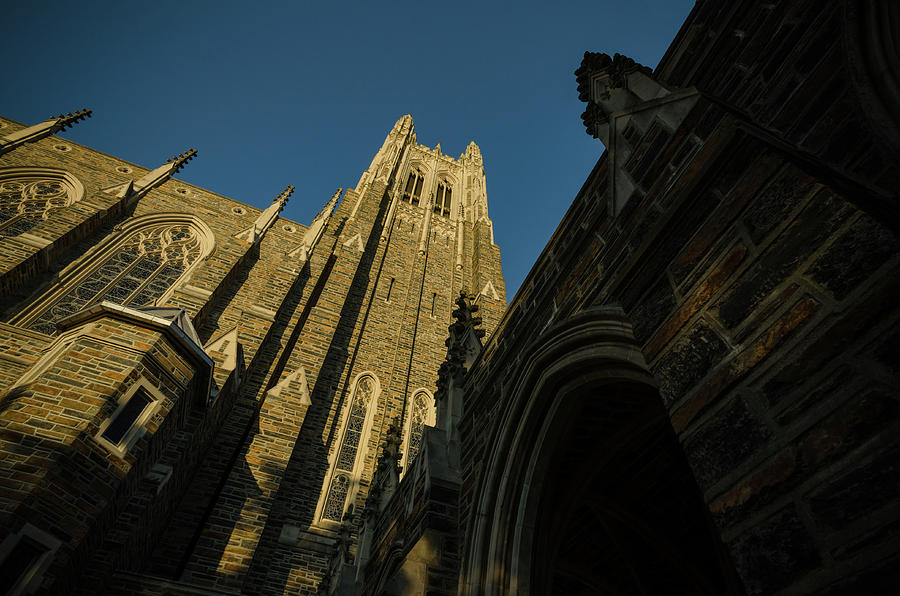 Duke Chapel Shadows and Golden Sunset Photograph by Anthony Doudt