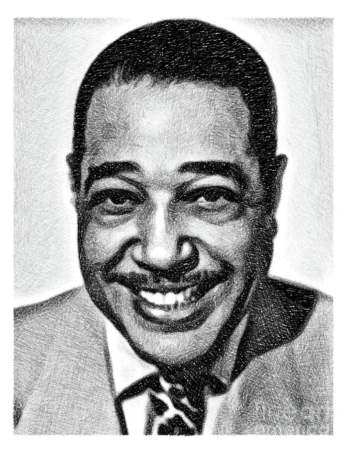 Duke Ellington, Music Legend by JS Drawing by Esoterica Art Agency