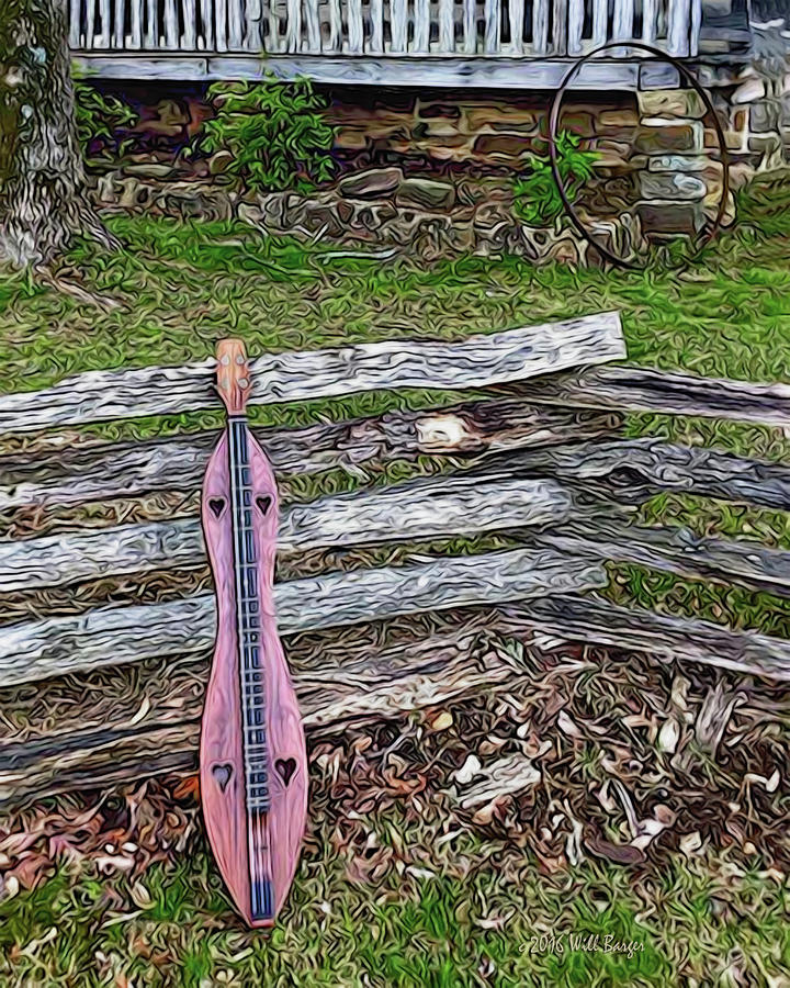 Music Painting - Dulcimer on a Fence Nbr 1J by Will Barger