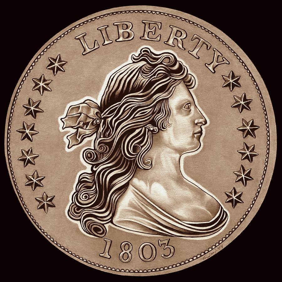 Dollar Drawing - Dull Bronze Draped Liberty by Fred Larucci