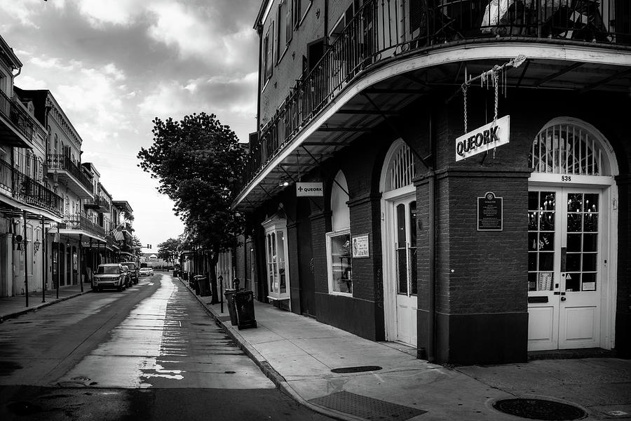 Dumaine Street At Queork In Black and White Photograph by Greg and Chrystal Mimbs