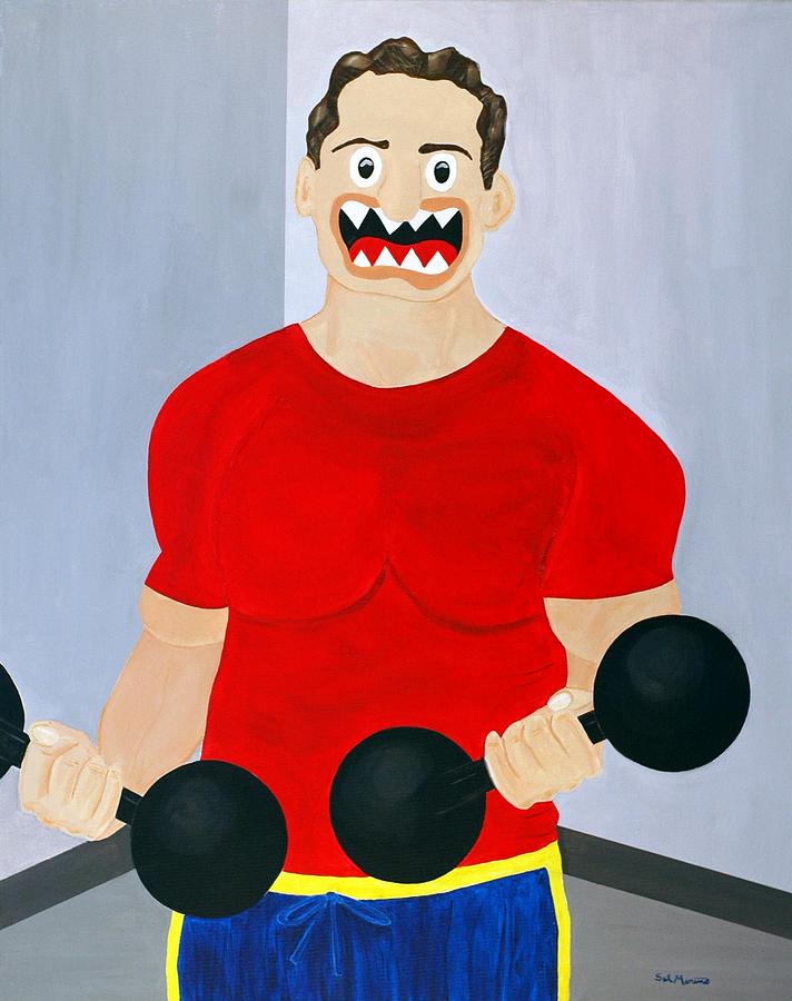 Funism Painting - Dumbbell by Sal Marino