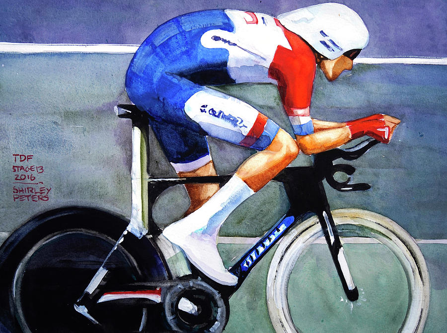 Dumoulin Wins the Time Trial Painting by Shirley Peters