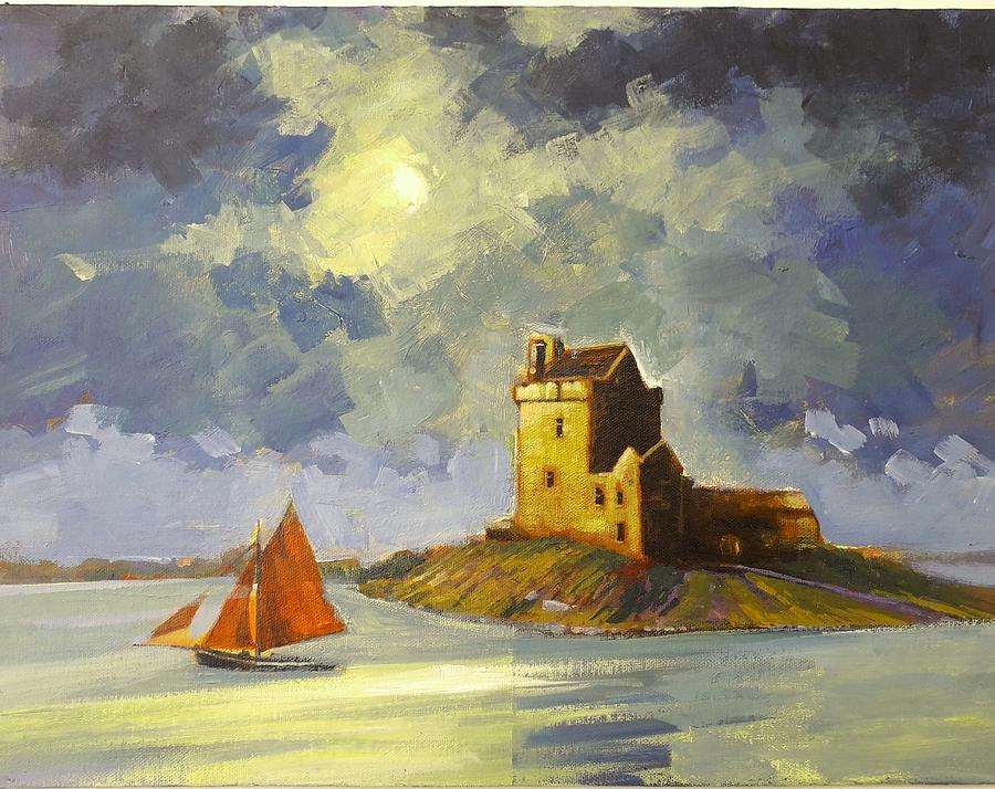 Moonlight Painting - Dun Guaire Castle by Jim Mc Partlin Moonlight Painting - Dun Guaire Castle by Jim Mc Partlin