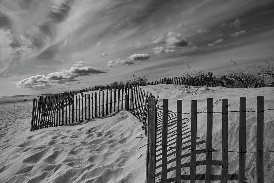 Dune and snow fence Photograph by Steve Gravano - Fine Art America