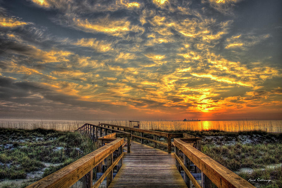 Tybee Island GA Dune Walkway Atlantic Sunrise Seascape Art  Photograph by Reid Callaway