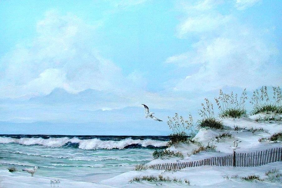 Beach Painting - Dune Fence by Gary Partin