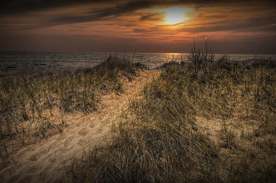 Sunset Photograph - Dune Path at Sunset by Randall Nyhof
