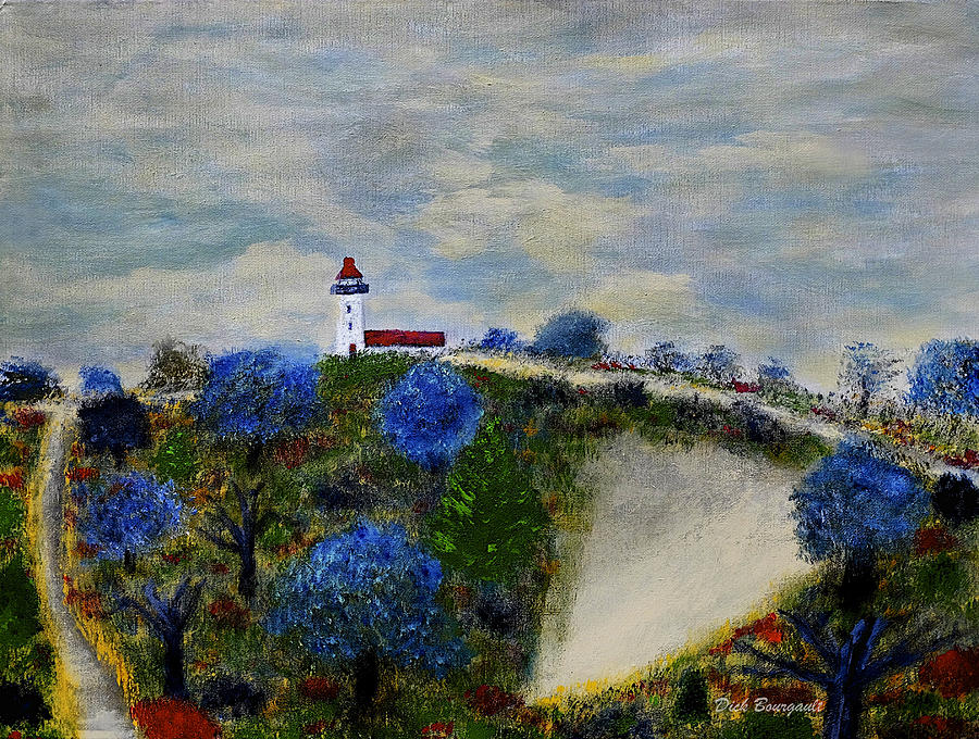 Dunes Lighthouse Painting by Dick Bourgault