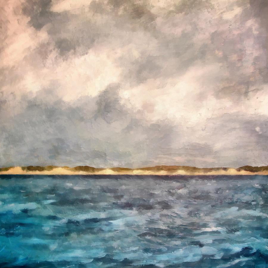 Dunes of Lake Michigan with Rough Seas Painting by Michelle Calkins