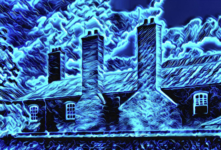 English building Blue Night Ghost Edition Digital Art by Matthias Hauser