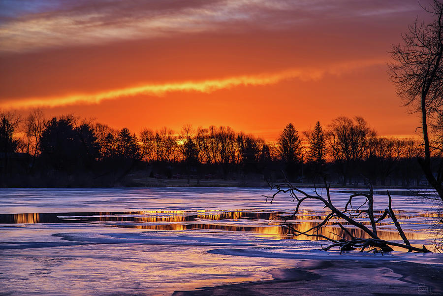 Fire and Ice - Dunkirk Millpond Sunrise Photograph by Peter Herman