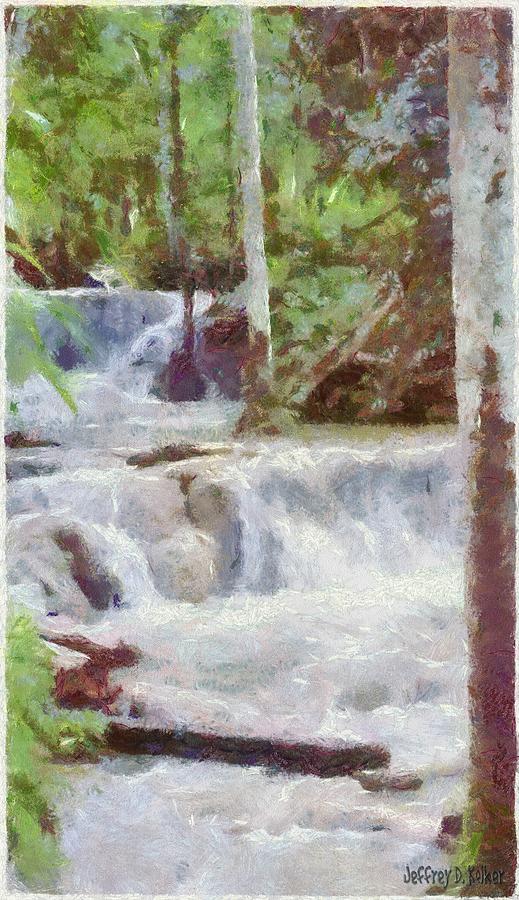 Dunn River Falls Painting by Jeffrey Kolker