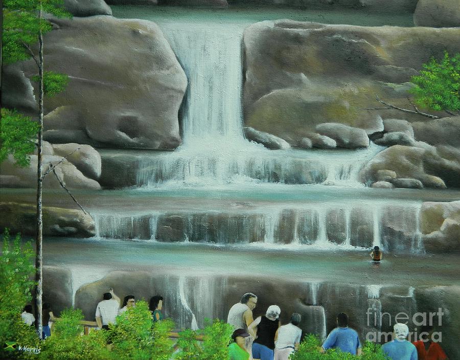 Dunns River Falls III Painting by Kenneth Harris