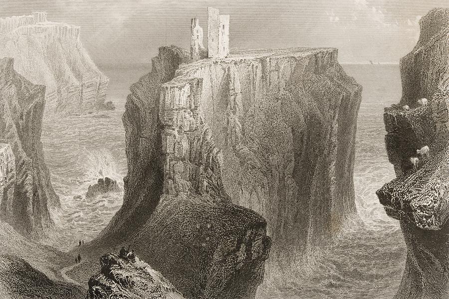 Dunseverick Castle, County Antrim Drawing by Vintage Design Pics Fine