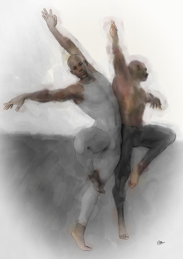 Two Dancers Painting - Duo dancers by Quim Abella