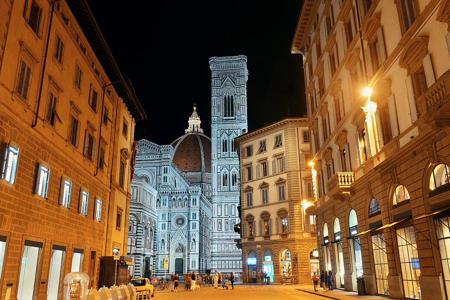 Duomo Santa Maria Del Fiore street night Photograph by Songquan Deng