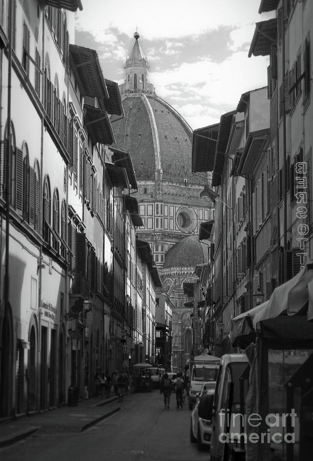 Duomo view in Florence Italy in Black and White Photograph by Gregory ...