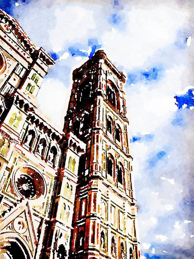 Duomo Watercolor Mixed Media by Mary Pille