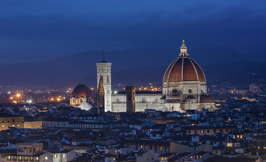 Duomo with beautiful lights from the top, Florence, Italy Pyrography by ...