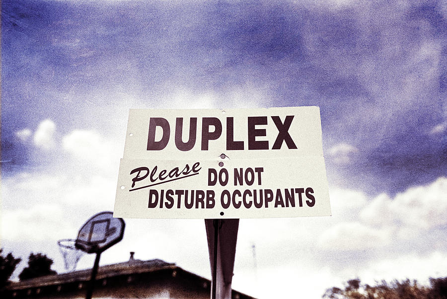 Duplex Yard Sign Stormy Sky Photograph