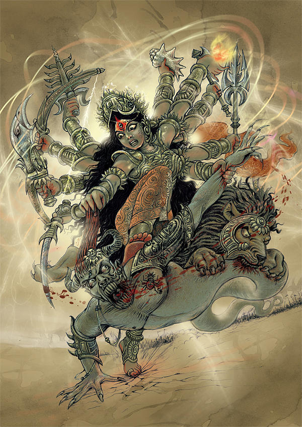 Durga Digital Art by Pawan Tiwary