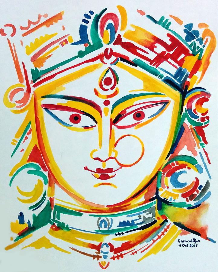 Learn How to Draw Durga Devi Face Hinduism Step by Step  Drawing  Tutorials
