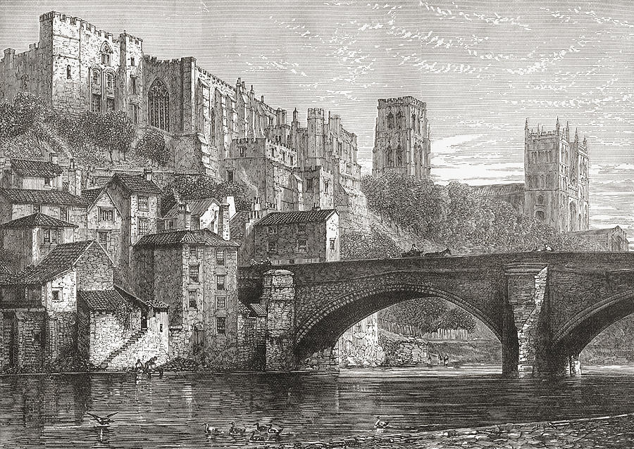 Durham, England Seen From The River Drawing By Vintage Design Pics 