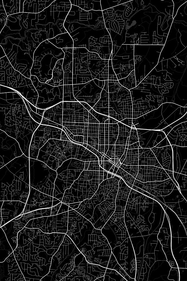 Durham North Carolina Usa Dark Map Digital Art By Jurq Studio 