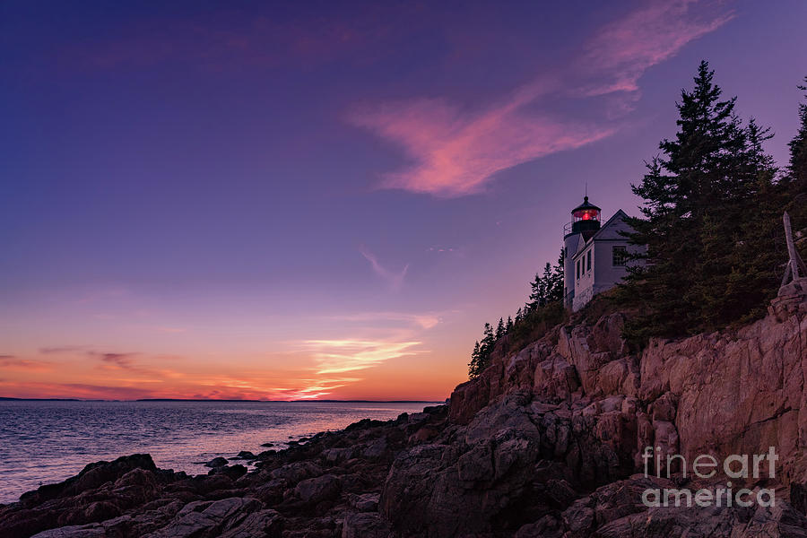 Dusk at Bass Harbor Lighthouse Photograph by Jerry Fornarotto