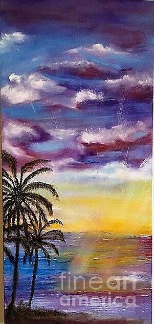 Dusk at The Beach Painting by Michael Silbaugh