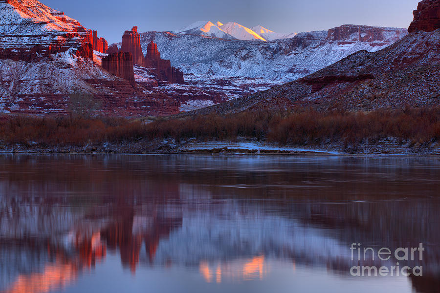Sunset Photograph - Dusk At Fisher Towers by Adam Jewell