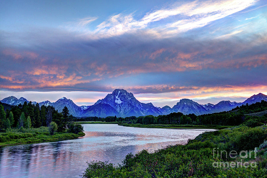 Dusk at Oxbow Bend Photograph by Jean Hutchison