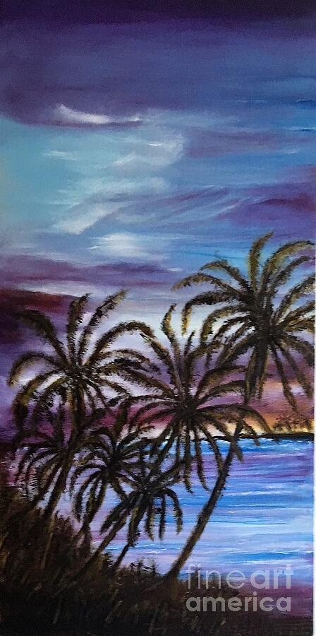 Dusk at Palm Beach  Painting by Michael Silbaugh