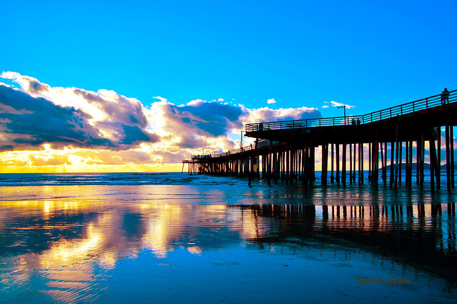 Barbara Snyder Painting - Dusk At Pismo Pier Pismo Beach California by Barbara Snyder