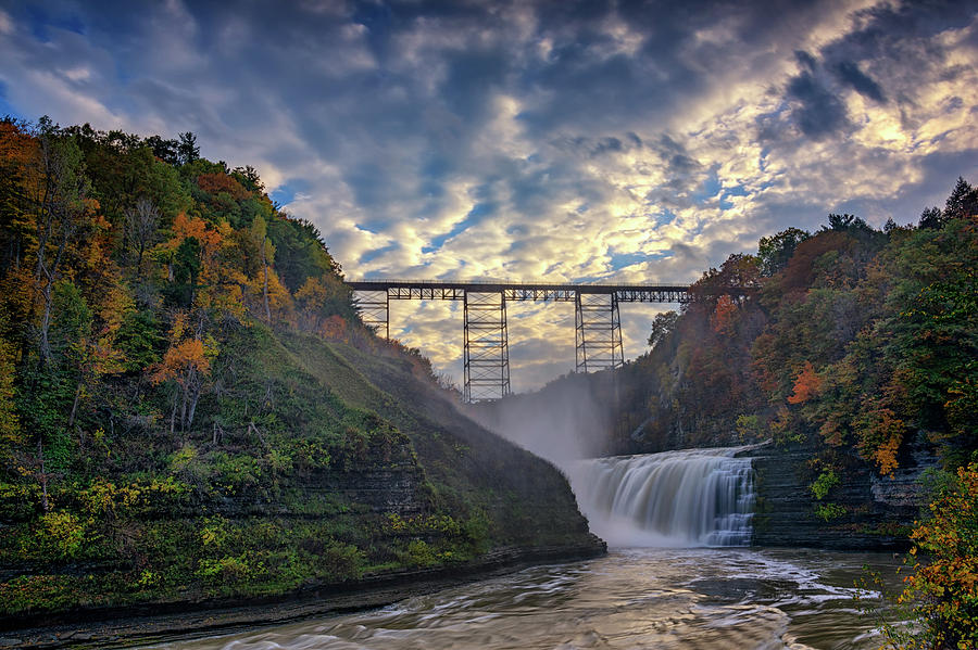 Fall Photograph - Dusk at the Upper Falls by Rick Berk
