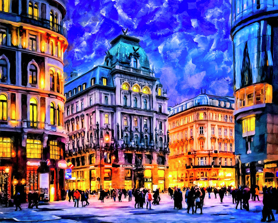 Unique Mixed Media - Dusk Blue Skies Over Vienna by Mark Tisdale