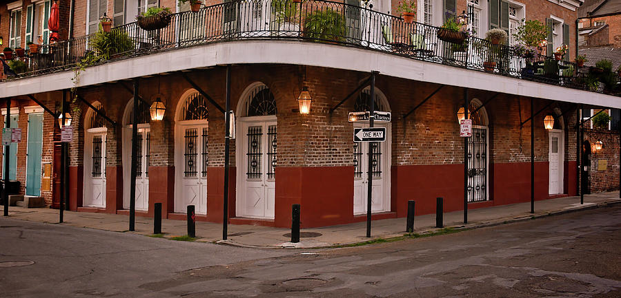 Dusk - Corner of Barracks and Chartres Streets - French Quarter Photograph by Greg Jackson