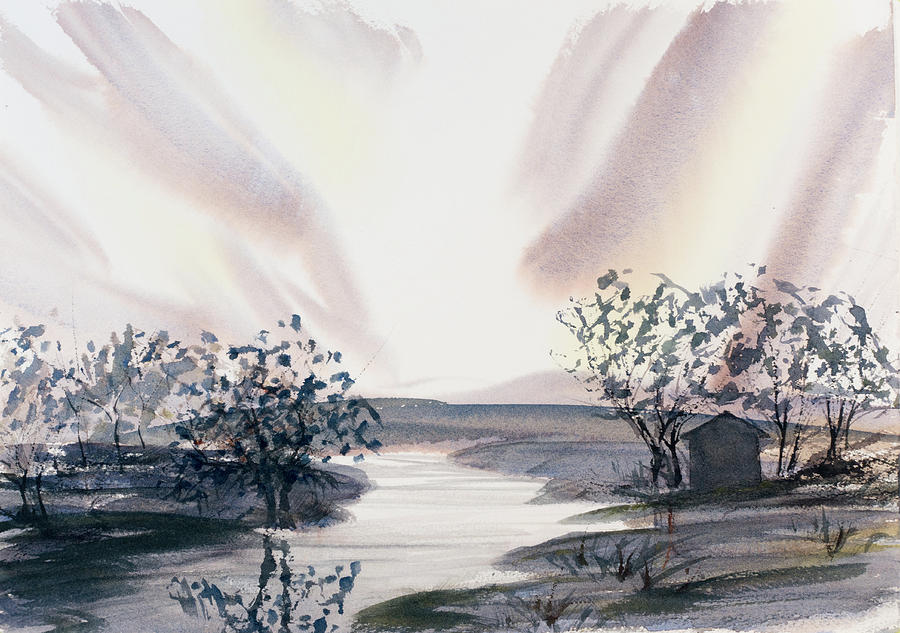 Dusk Creeping Up the River Painting by Dorothy Darden