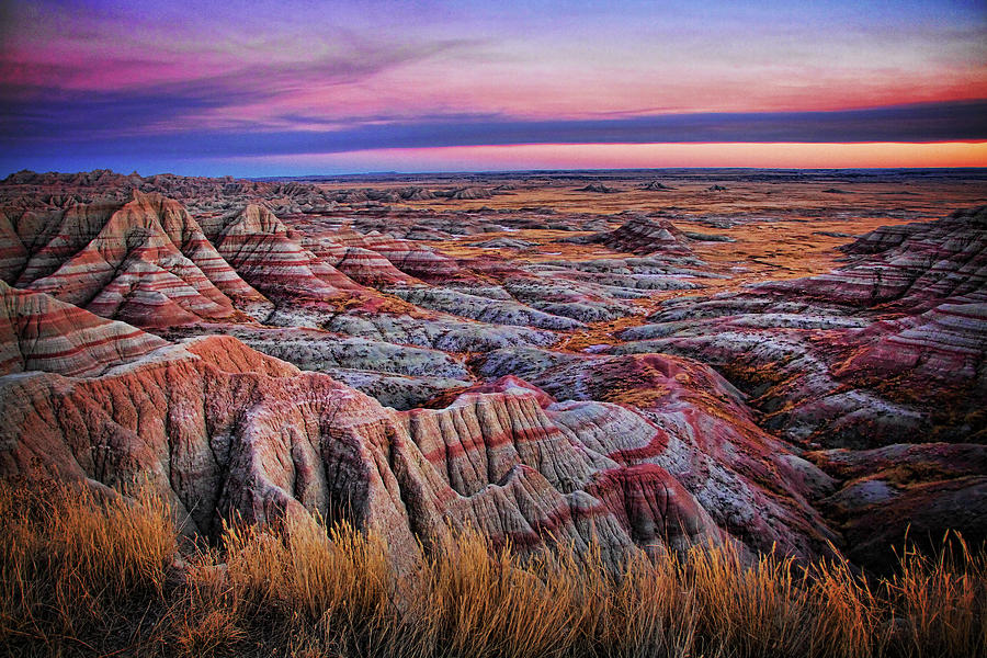 Dusk in the Badlands Photograph by Sissy Schneiderman - Fine Art America