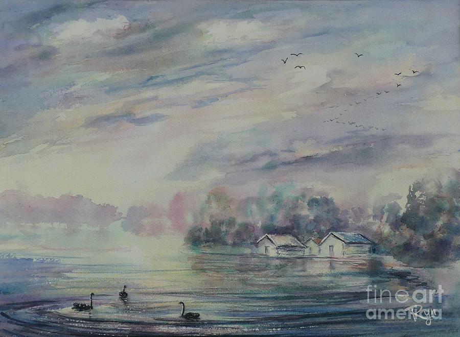 Dusk, Lake Wendouree Painting by Ryn Shell