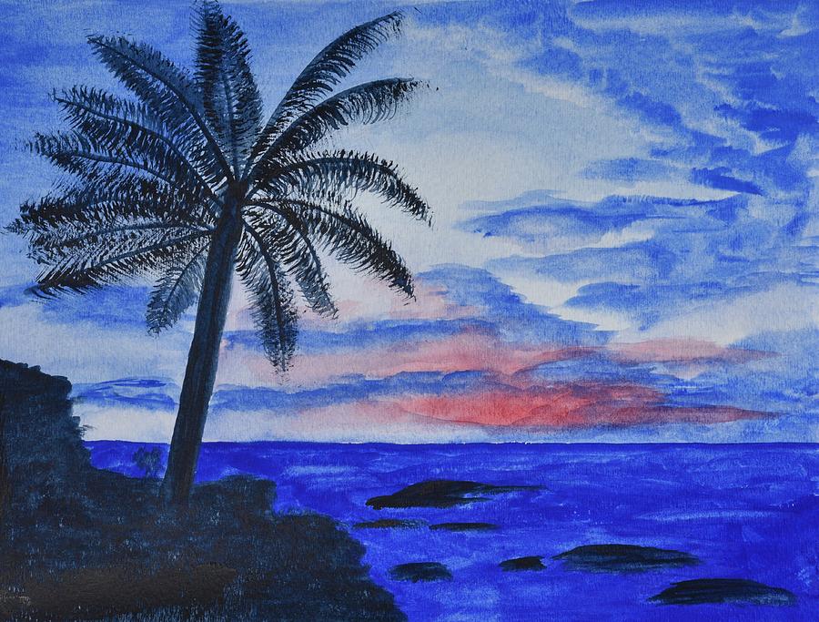 Dusk Ocean Scene Painting by Linda Brody