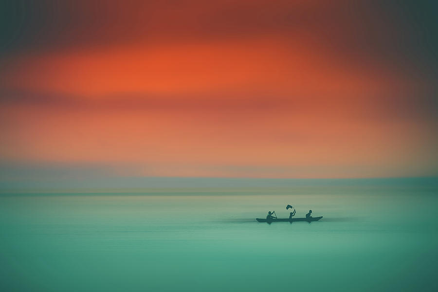Indonesia Photograph - Dusk on the lake by Marji Lang Indonesia Photograph - Dusk on the lake by Marji Lang