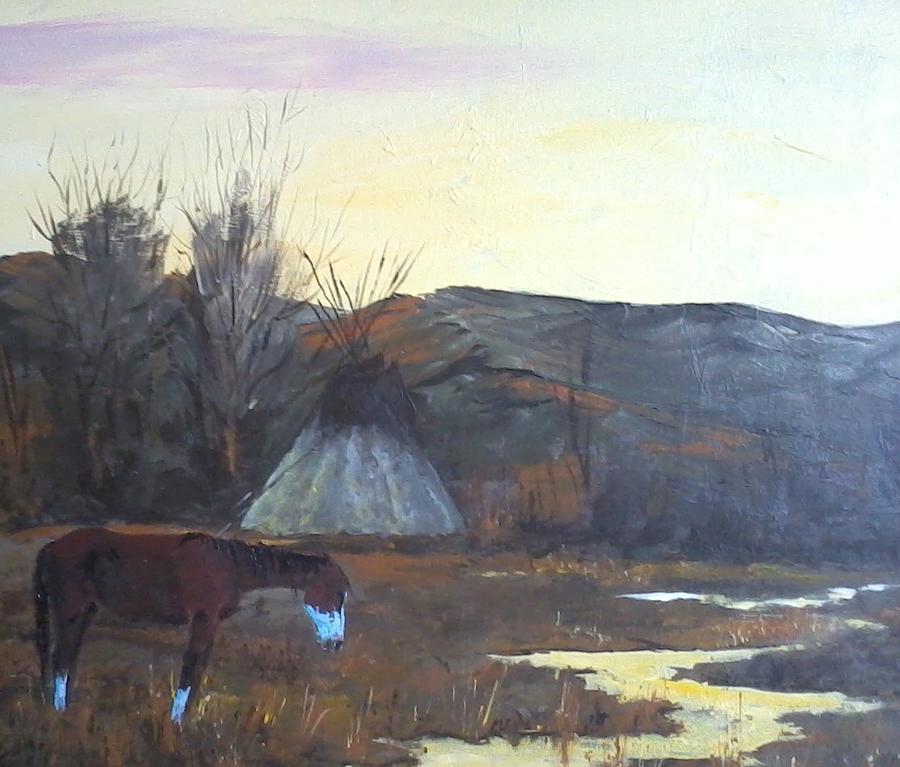 Horse Painting - Dusk On The Littlehorn by Sam Iddings